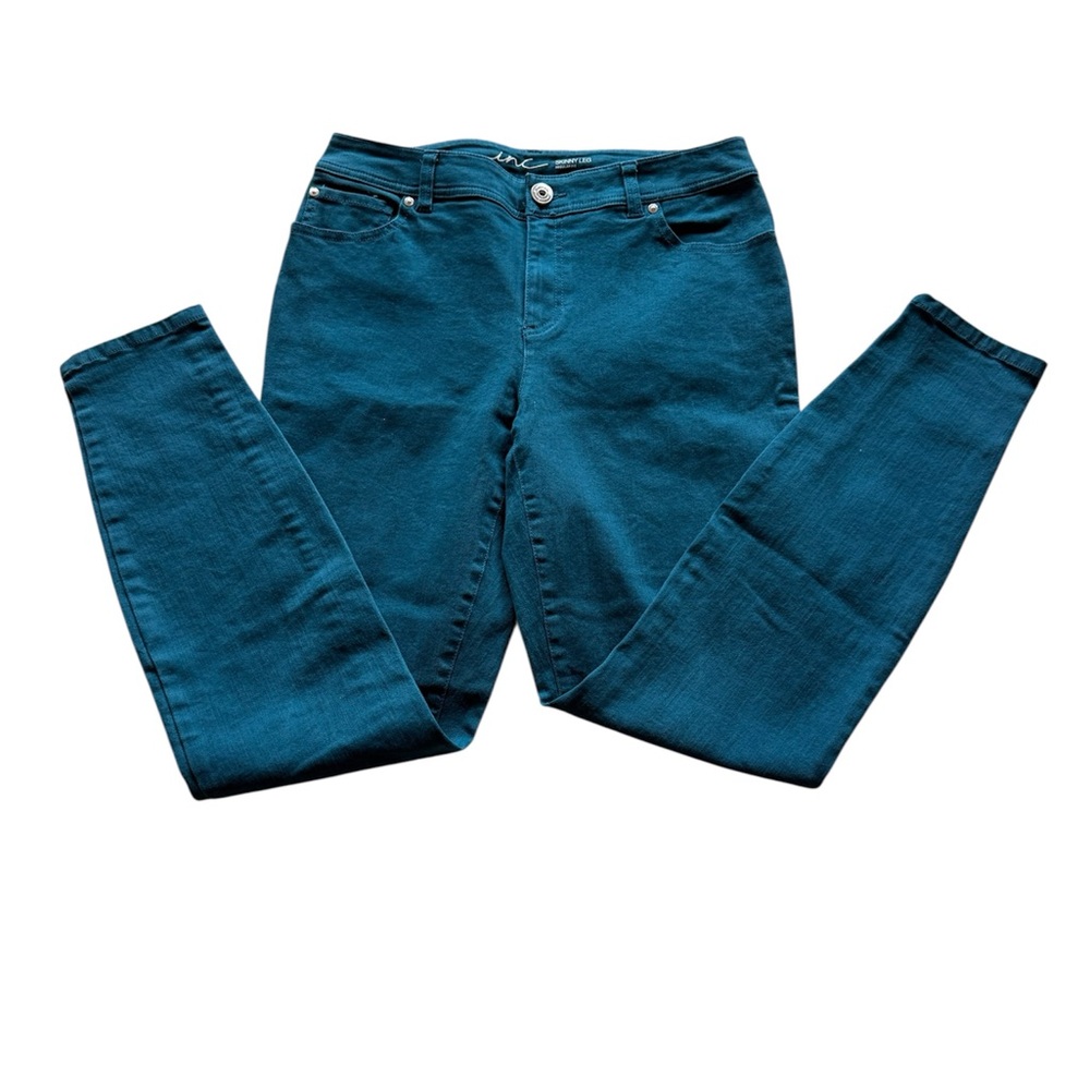 INC International Concepts Dark Teal Skinny Leg Jeans. Size 8